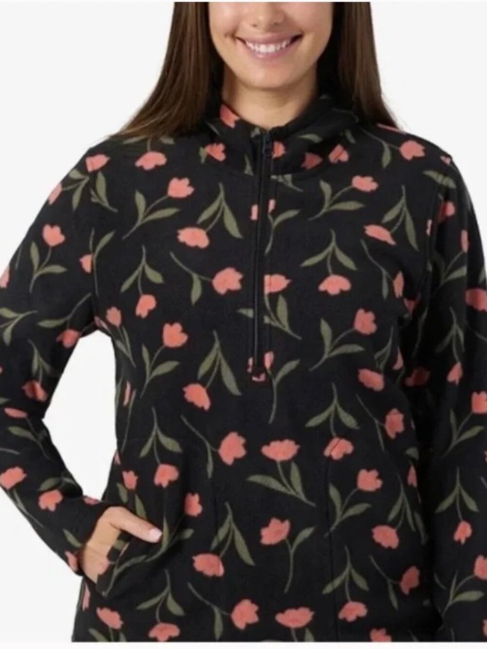 O’Neill Josie Half Zip Pullover Fleece Hoodie Tulip Floral Print